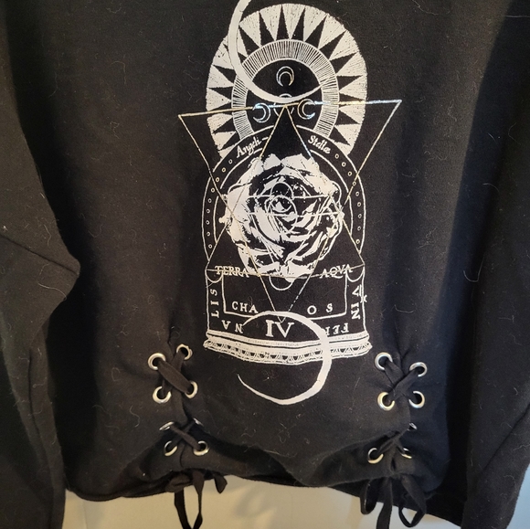 Hot Topic Lace Floral Sweater Abstract Witch Lunar - Picture 2 of 3